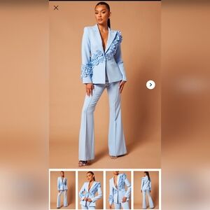 Chic Light Blue Women's Flare Pantsuit